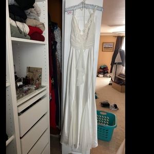 Cream Satin and Lace Halter Wedding Gown or Evening Gown